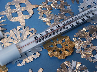 Image showing Thermometer and snowflakes