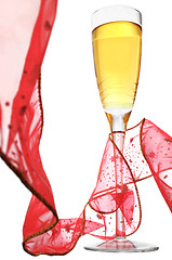 Image showing Champagne and Ribbon