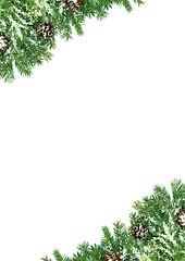 Image showing Christmas framework with snow isolated on white background