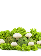 Image showing Champignon on a lettuce