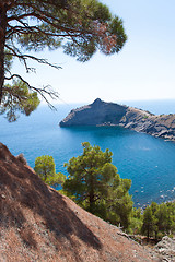 Image showing Summer view seacoast. Sudak beach. Black Sea, Ukraine