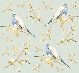 Image showing Seamless background. Illustration of birds.	