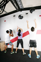 Image showing Man and Woman Doing Crossfit on gym. Crossfit Series