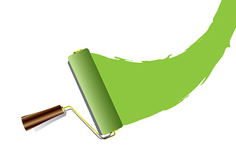 Image showing Paint roller swoosh green