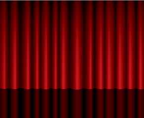 Image showing Closed red theater curtain background with reflection , EPS10