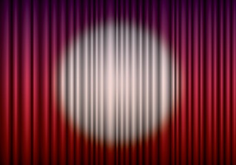 Image showing Closed red theater curtain with spotlight in the center, EPS10