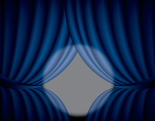 Image showing Blue curtain background with spotlight in the center, illustration