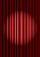 Image showing Closed red theater curtain with spotlight in the center, EPS10