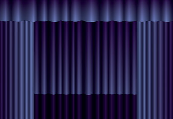 Image showing Blue theater silk curtain background with wave, EPS10