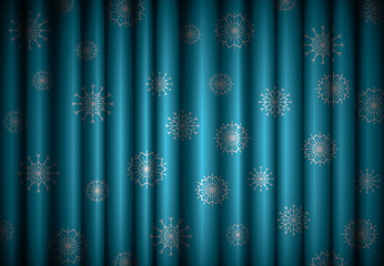Image showing Christmas blue curtain background with snowflakes, EPS10