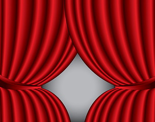 Image showing Red theater silk curtain background with wave, EPS10