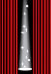 Image showing Red theater curtain with spotlight on stage, EPS10