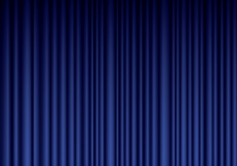 Image showing Closed blue theater silk curtain background with wave, EPS10