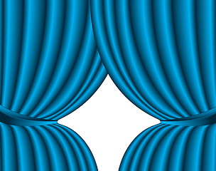 Image showing Blue theater silk curtain background with wave, EPS10