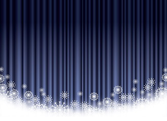 Image showing Christmas blue curtain background with snowflakes, EPS10