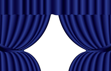 Image showing Blue theater silk curtain background with wave, EPS10