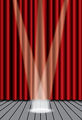 Image showing Red theater curtain with spotlight on stage, EPS10