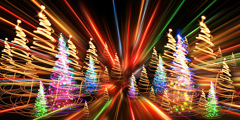 Image showing christmas forest from the color lights