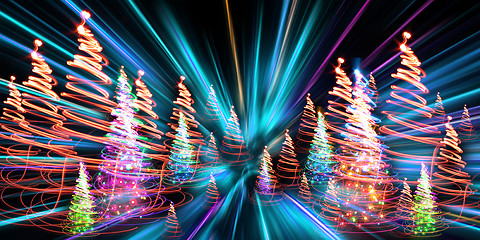 Image showing christmas forest from the color lights