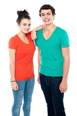 Image showing Adorable teenage couple in casuals