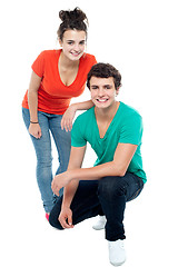 Image showing Trendy girl posing with her boyfriend