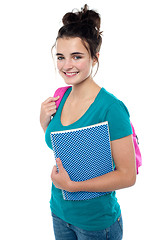 Image showing Pretty teenager ready to attend college