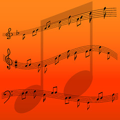 Image showing Musical notes staff background 