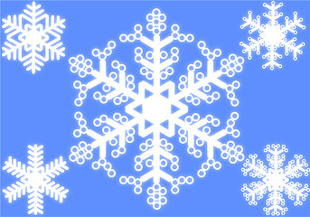 Image showing set of white snowflakes