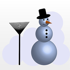 Image showing snowman with broom