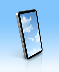 Image showing blue sky in a mobile phone