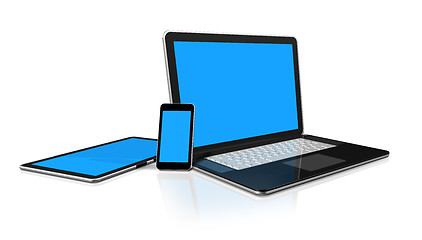 Image showing laptop, mobile phone and digital tablet pc computer