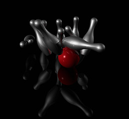 Image showing 3D bowling strike