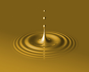 Image showing drop of liquid gold and ripple