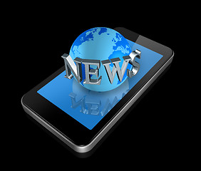 Image showing mobile phone and news world globe