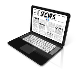 Image showing News on a laptop computer isolated on white