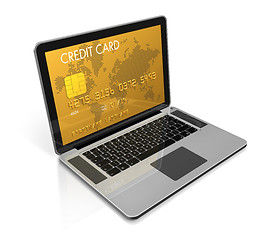 Image showing gold credit card on a laptop screen