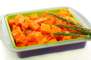 Image showing Spiced pumpkin in a baking dish.