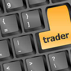 Image showing Trader keyboard representing market strategy - business concept