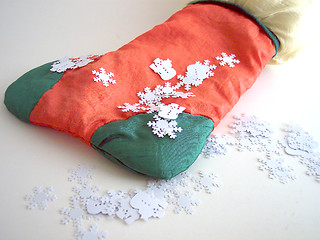 Image showing snowflakes and sock