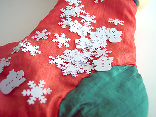 Image showing santa's sock and snowflakes