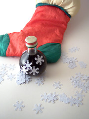 Image showing xmas sock and bottle