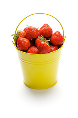 Image showing Yellow Bucket with Strawberries 