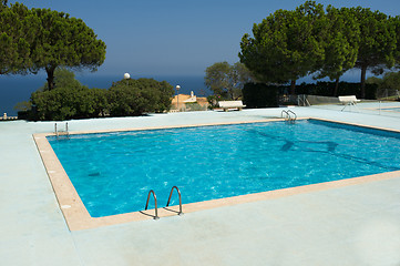 Image showing Scenic ocean view pool