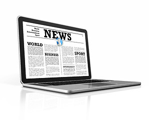 Image showing News on a laptop computer isolated on white
