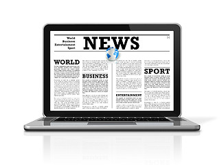 Image showing News on a laptop computer isolated on white