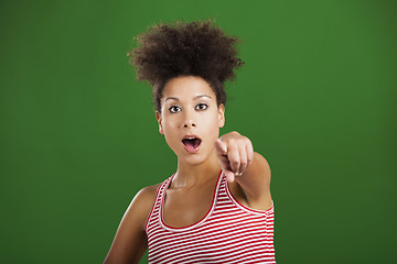 Image showing African woman pointing somewhere