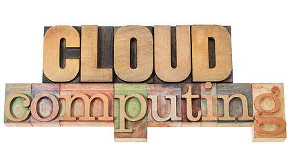 Image showing cloud computing in wood type