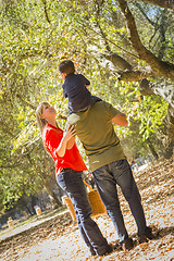 Image showing Mixed Race Family Enjoy a Walk in the Park