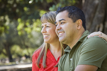 Image showing Attractive Mixed Race Couple Portrait at the Park