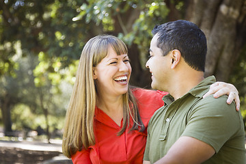 Image showing Attractive Mixed Race Couple Enjoying A Day At The Park